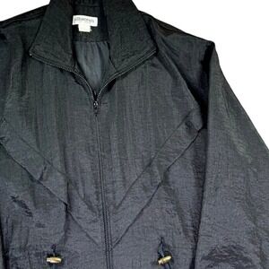 Vintage‎ Silkworms Windbreaker Women 2XL Black 80s Gorpcore Cinch Travel Resort